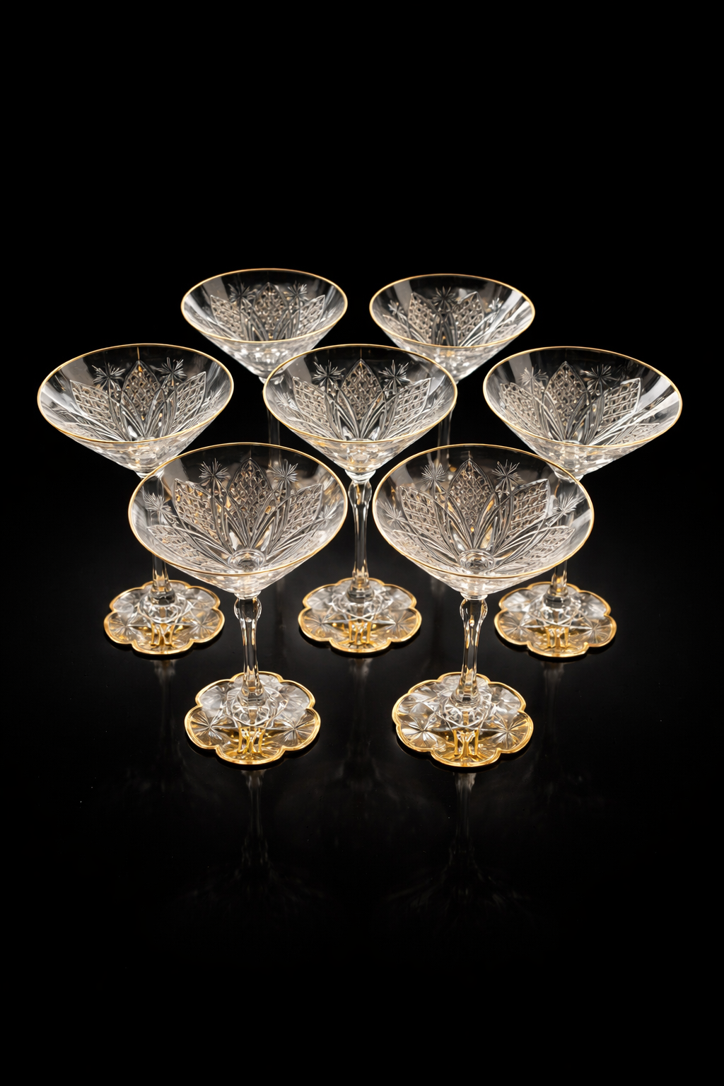 Vintage Baccarat Crystal Glasses - Gold