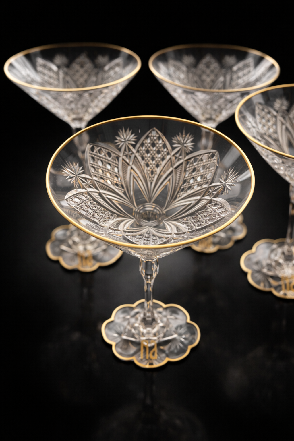 Vintage Baccarat Crystal Glasses - Gold